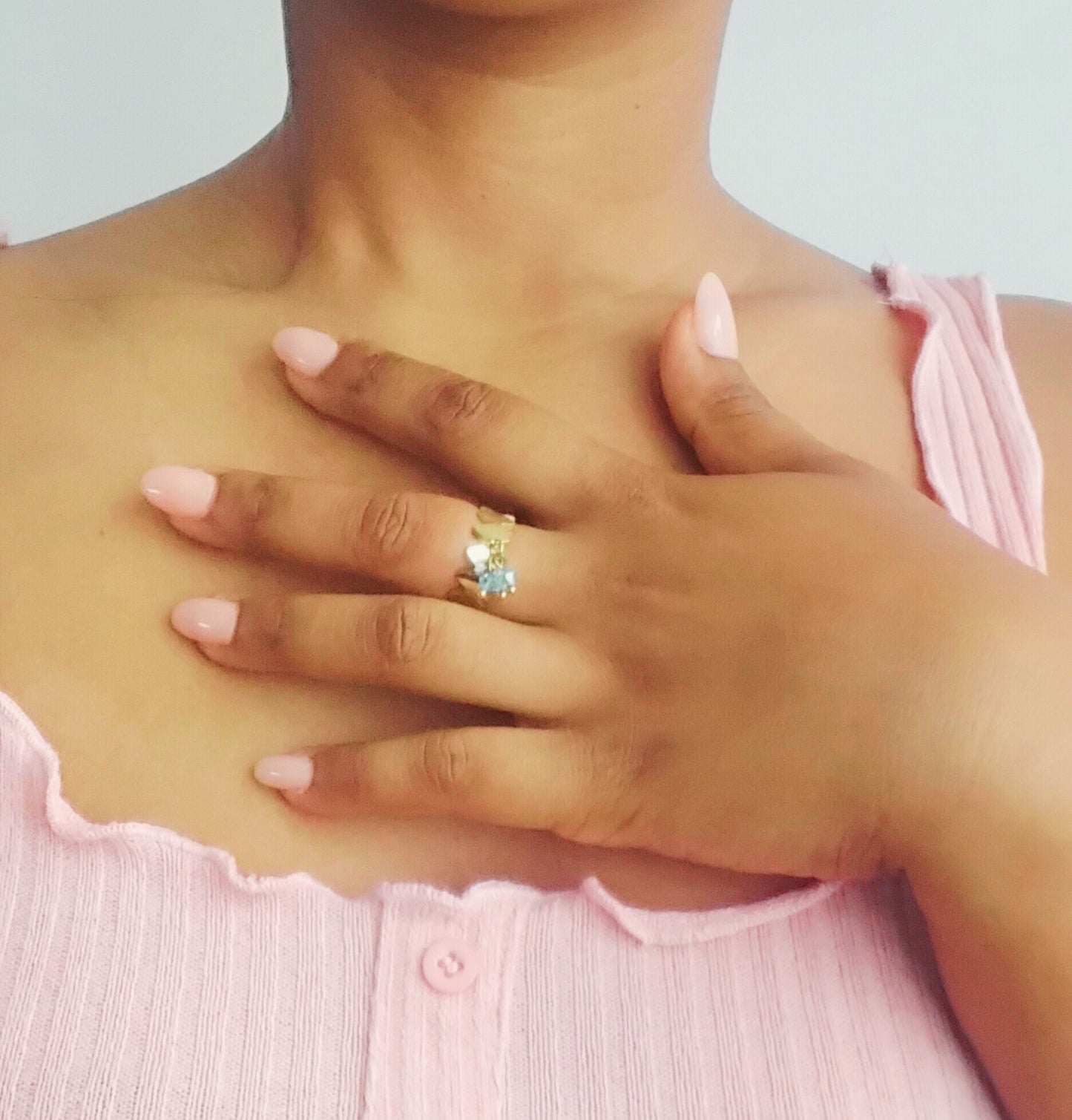 Bague Solara en Aigue-Marine - en acier inoxydable