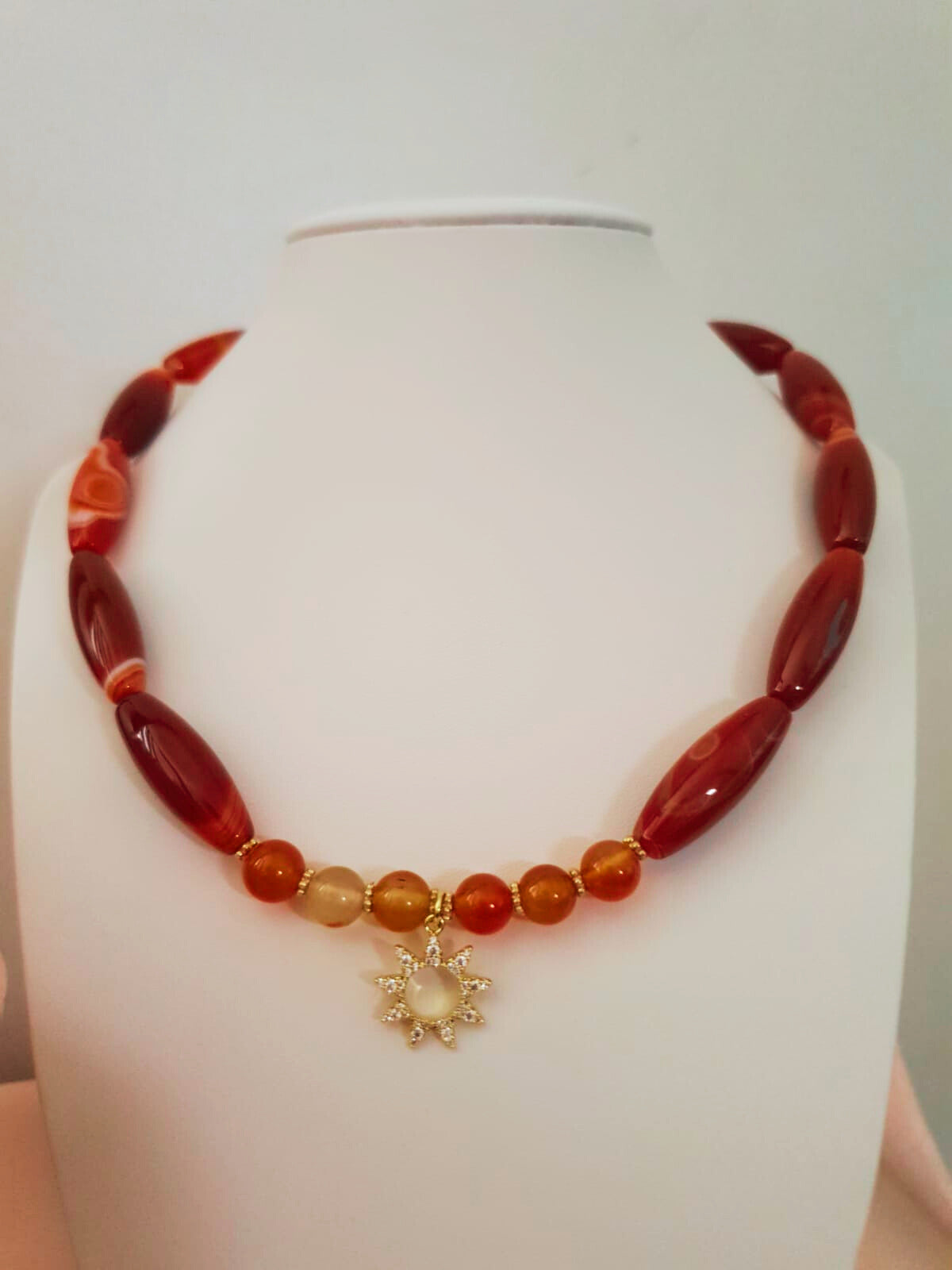 Collier agate du Botswana & cornaline – Rayonnement & ancrage - Vatou Soa
