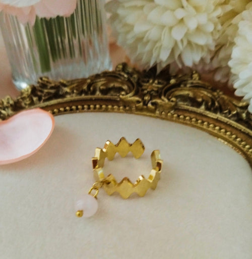 Bague Solara en Pierre de Lune - acier inoxydable