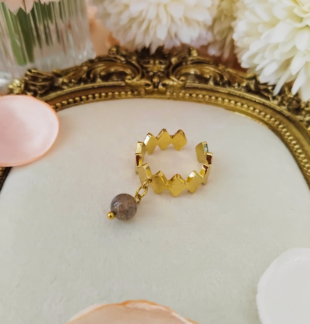 Bague Solara - Labradorite 6mm en acier inoxydable