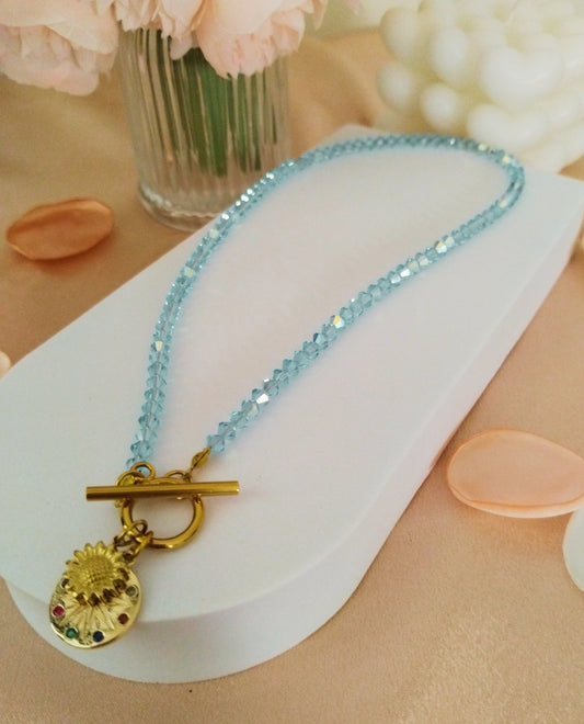 Collier ras de cou Brise d'Azur - Swarovski Aigue-Marine avec pendentif
