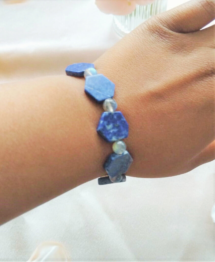 Bracelet "Tony" - lapis lazuli & labradorite – Protection & intuition - Vatou Soa
