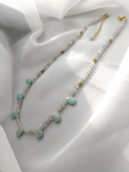 Collier Éléor en labradorite et amazonite – protection et sérénité