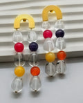 Boucles d’oreilles RAINBOW en cristal de roche - améthyste - cornaline - jade - aventurine - Vatou Soa