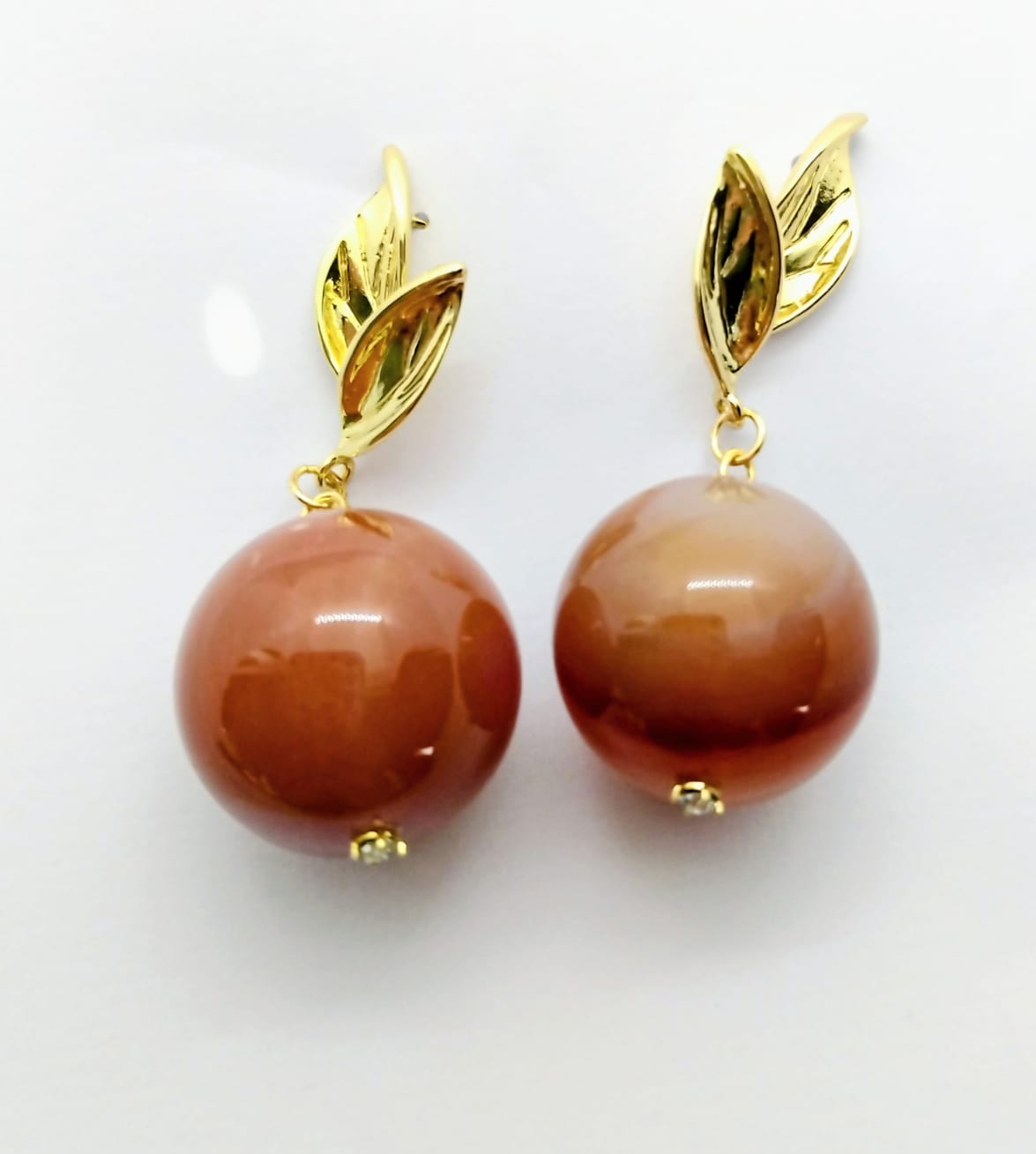Boucles Tangerine – Boucles d’oreilles femme cornaline orange dorée