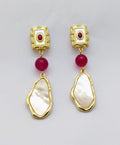 Boucles d’oreilles Iris – Boucles femme vintage nacre jade rose doré