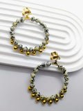 Milo – Boucles d’oreilles jaspe dalmatien dorées – Créoles perlées plaqué or 14 carats - Vatou Soa