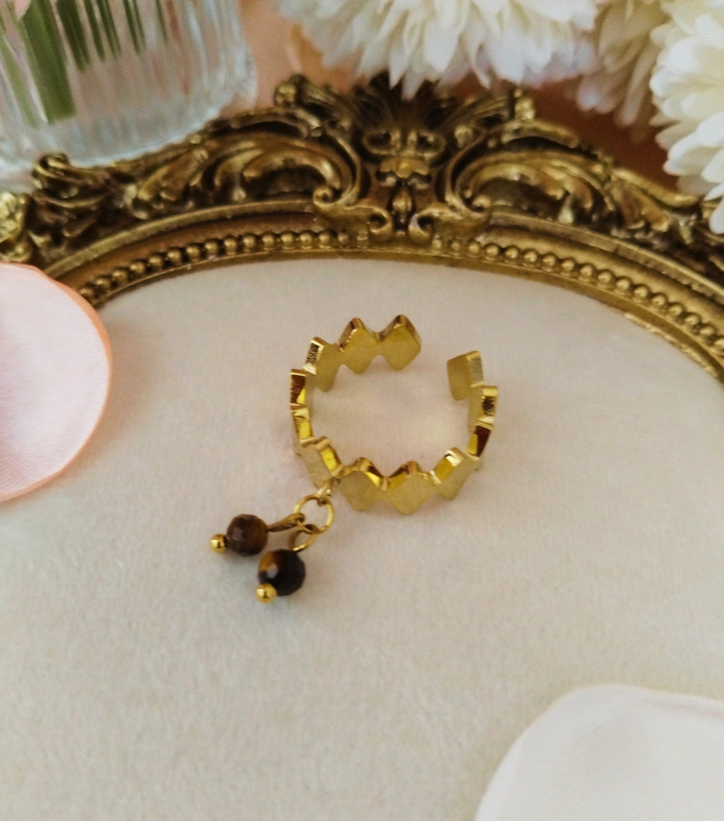 Bague Solara en Œil de Tigre – Acier inoxydable ajustable