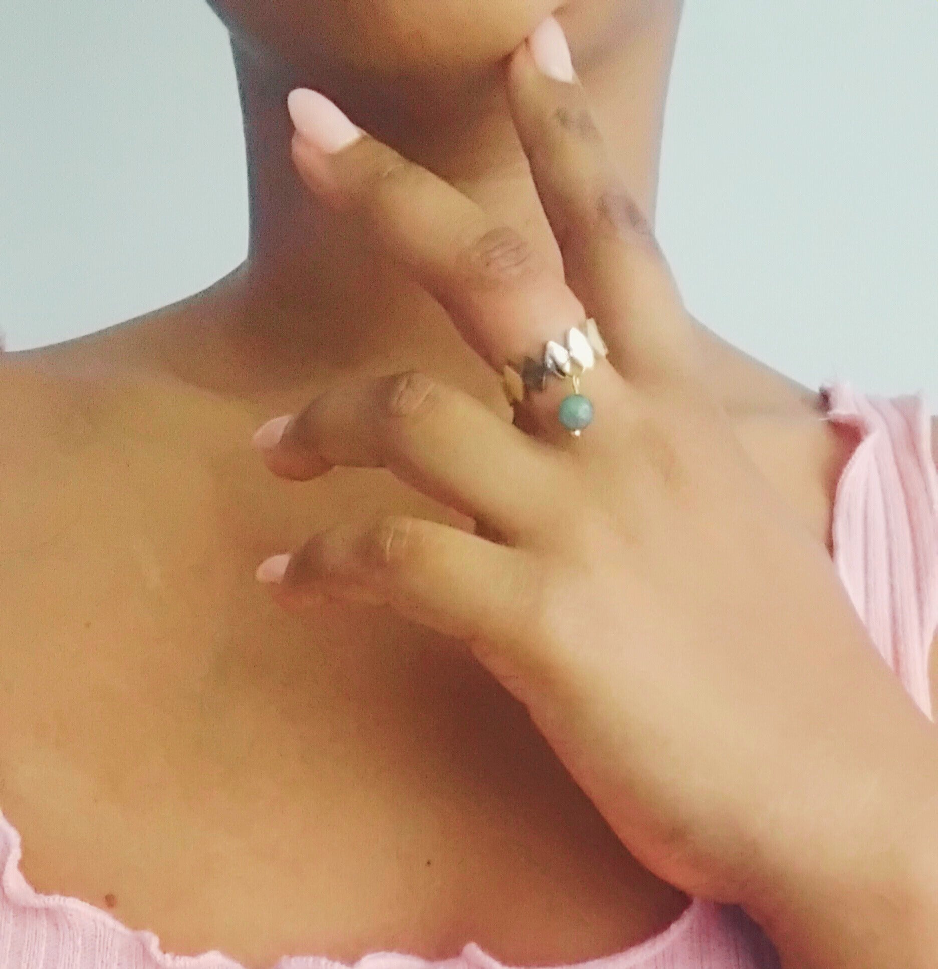 Bague Solara - Labradorite 6mm en acier inoxydable - Vatou Soa