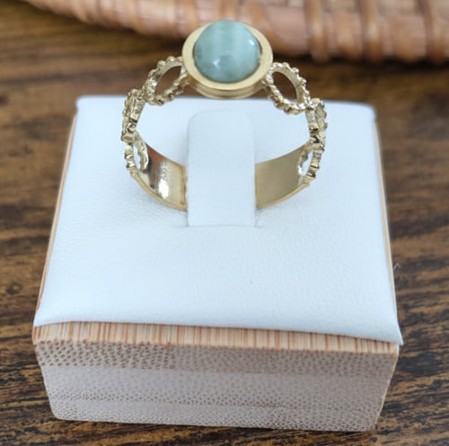 Bague en acier inoxydable ajustable avec agate rayée verte