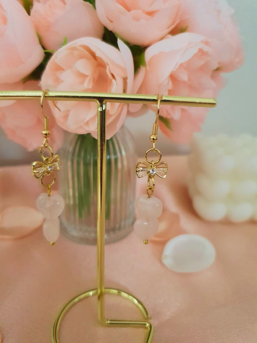 Boucles d’oreilles quartz rose – Tendresse & délicatesse - Vatou Soa