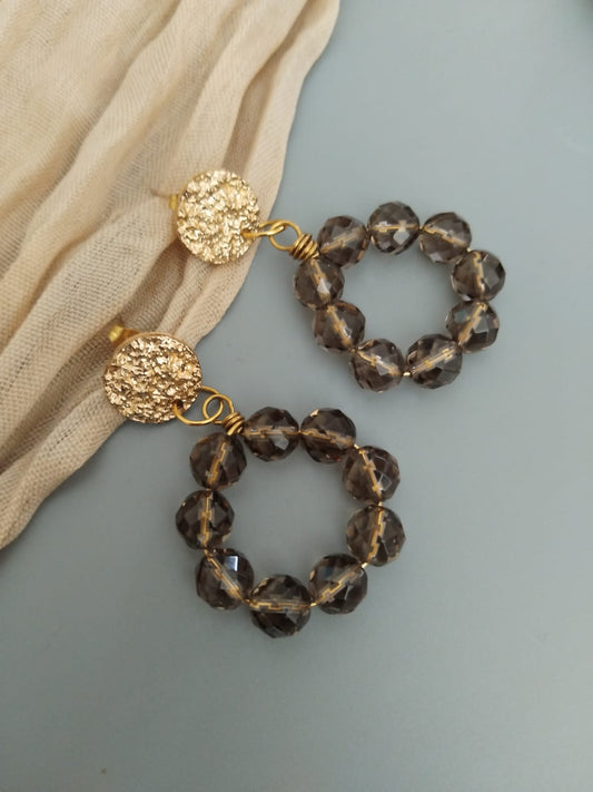 Boucles quartz fumé – Éclat discret & protection énergétique 