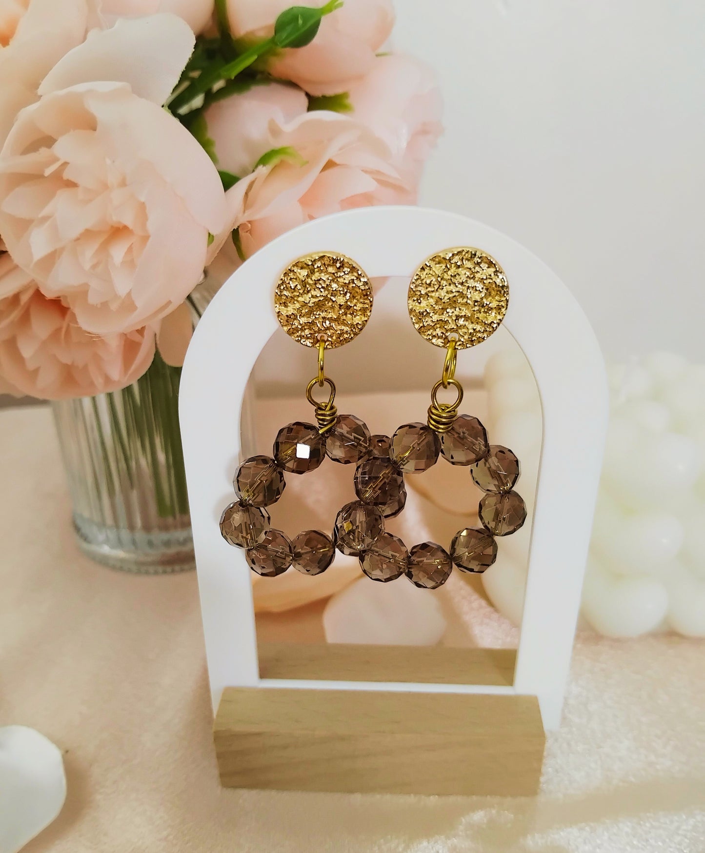 Boucles quartz fumé – Éclat discret & protection énergétique - Vatou Soa