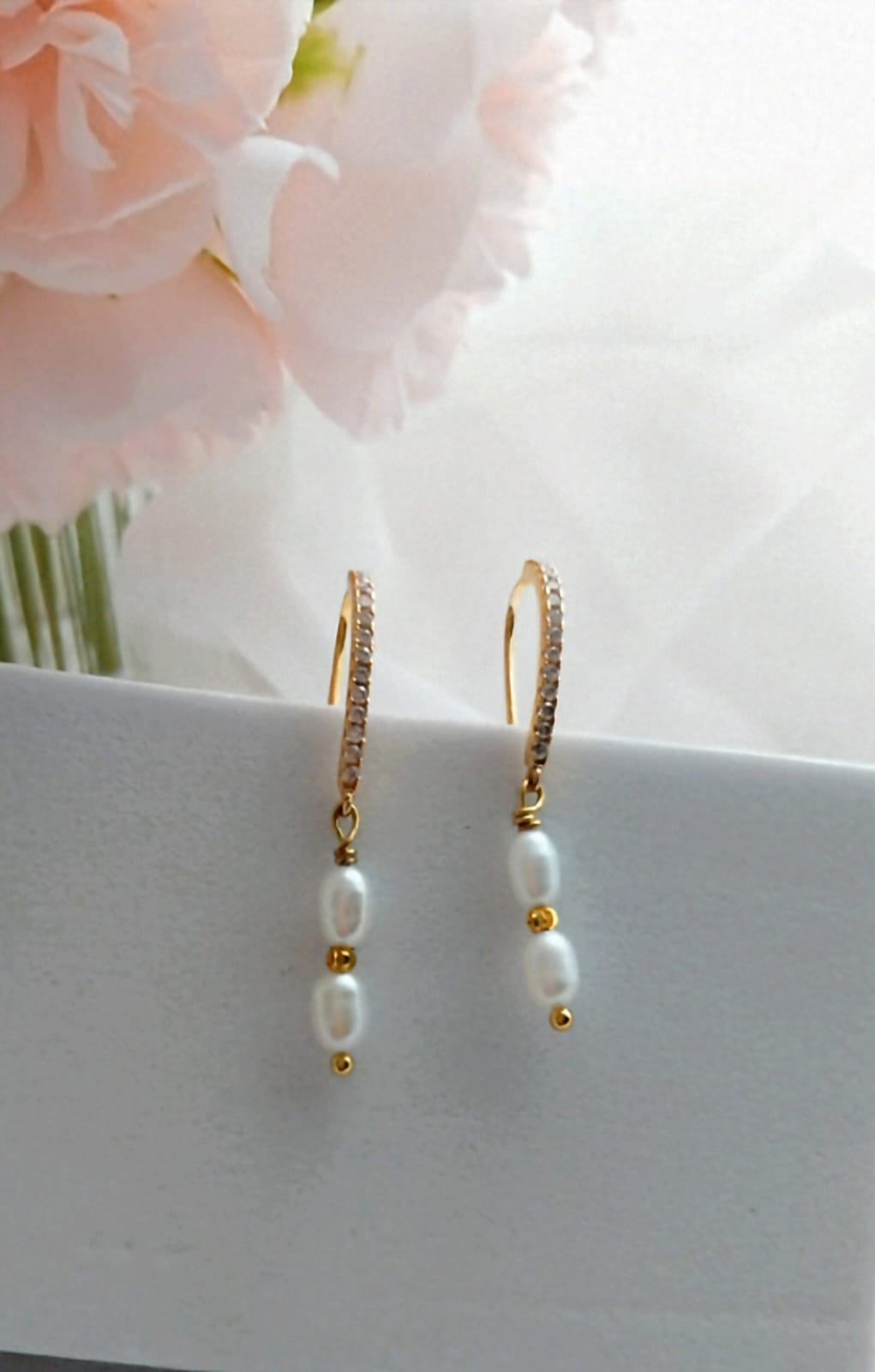 boucles pendantes élégantes femme perles d'eau douce