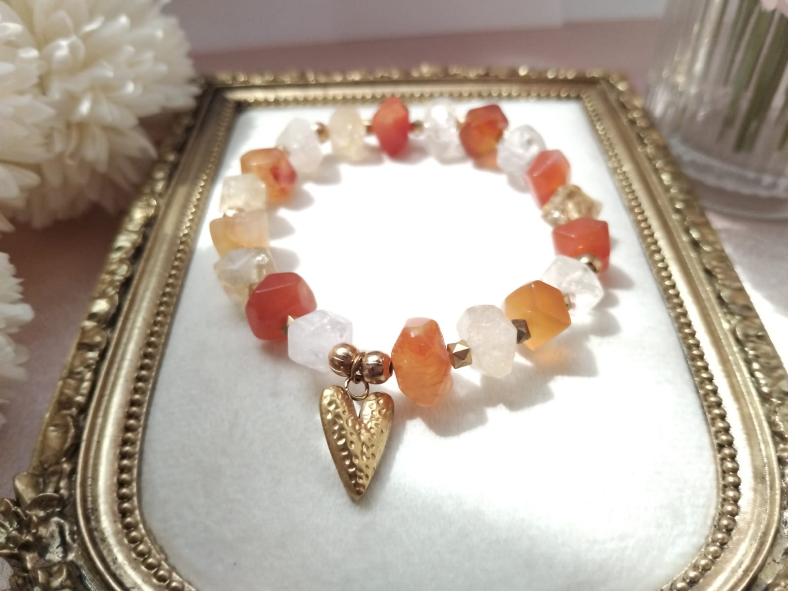 photo bracelet cornaline et citrine biseauté