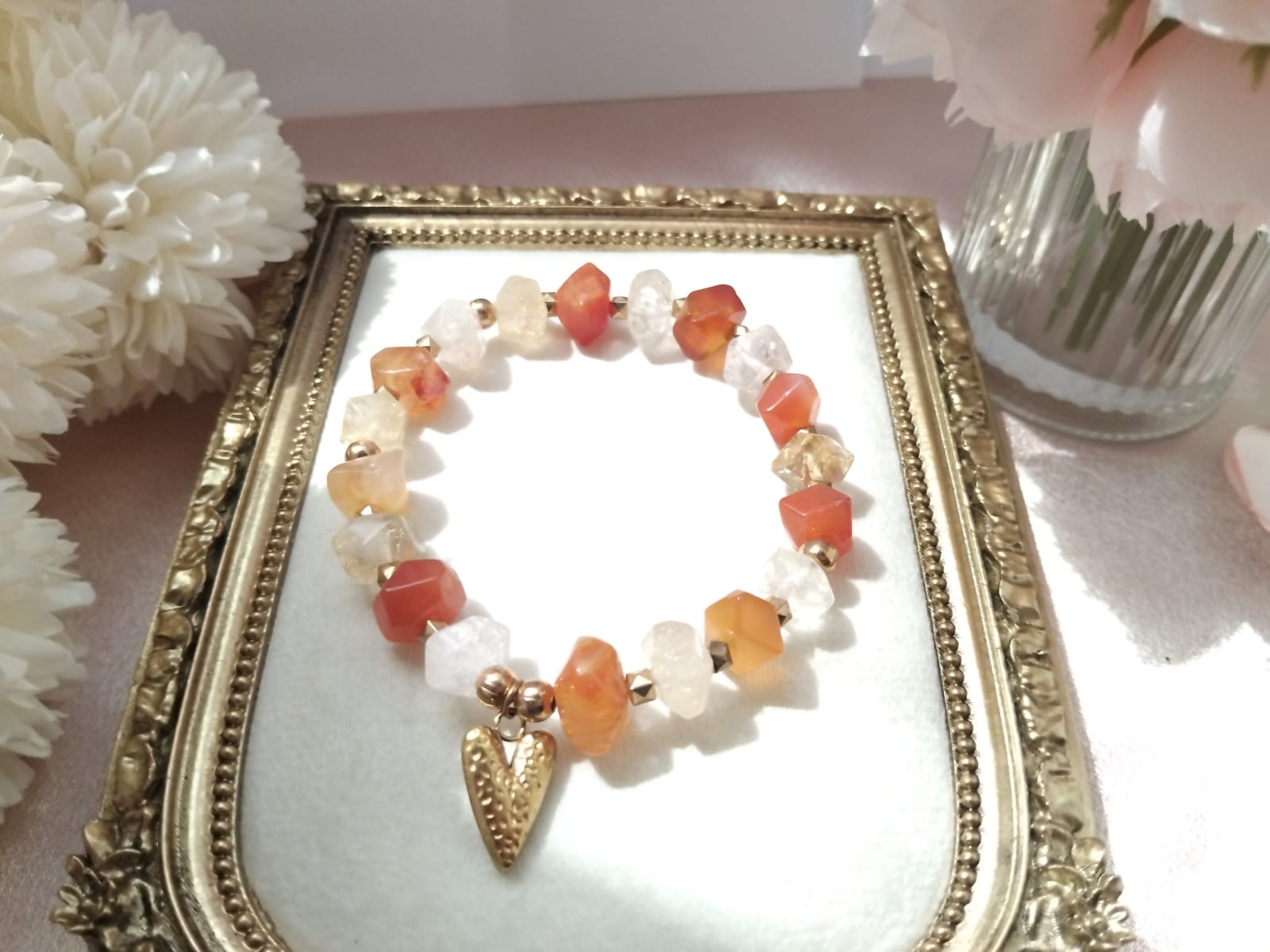 photo bracelet cornaline et citrine biseauté