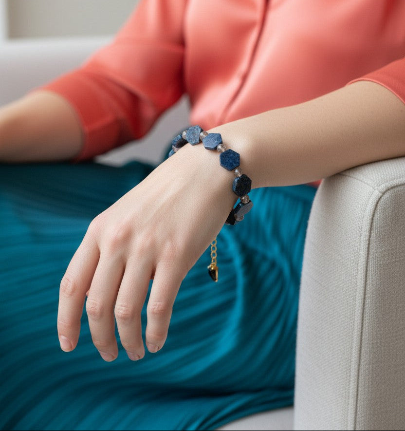 Bracelet "Tony" - lapis lazuli & labradorite – Protection & intuition - Vatou Soa