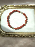photo bracelet élastique jaspe rouge et labradorite 6mm