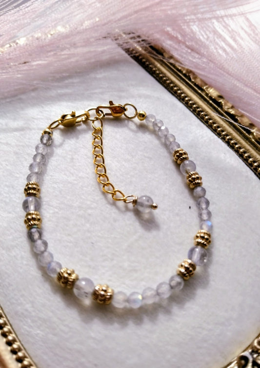 photo labradorite femme 4mm facetté et 5 mm avec fermoir mousqueton