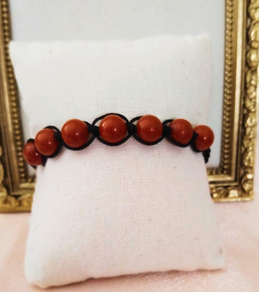 Bracelet Tahara – Jaspe rouge 8 mm tissé main • Force douce & stabilité - Vatou Soa