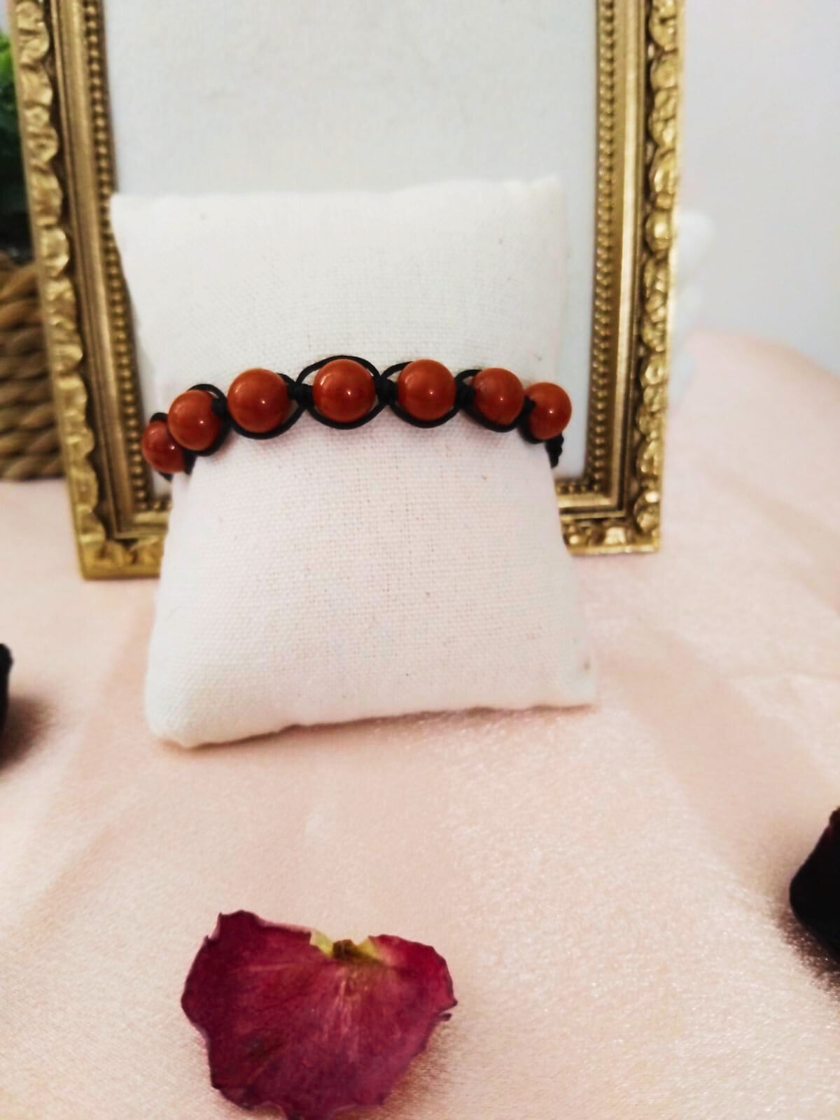 Bracelet Tahara – Jaspe rouge 8 mm tissé main • Force douce & stabilité - Vatou Soa