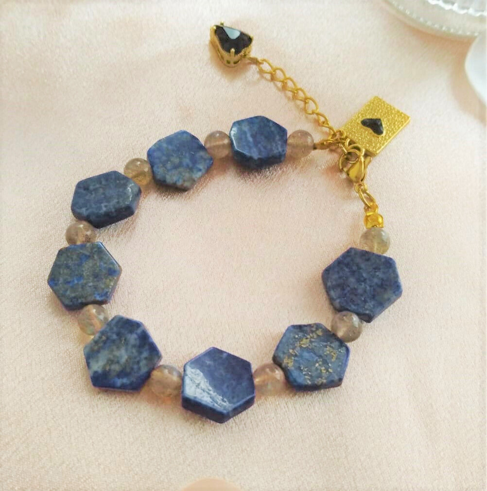 Bracelet "Tony" - lapis lazuli & labradorite – Protection & intuition - Vatou Soa