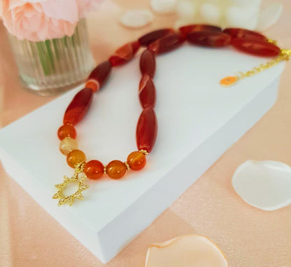 Collier agate du Botswana & cornaline – Rayonnement & ancrage - Vatou Soa