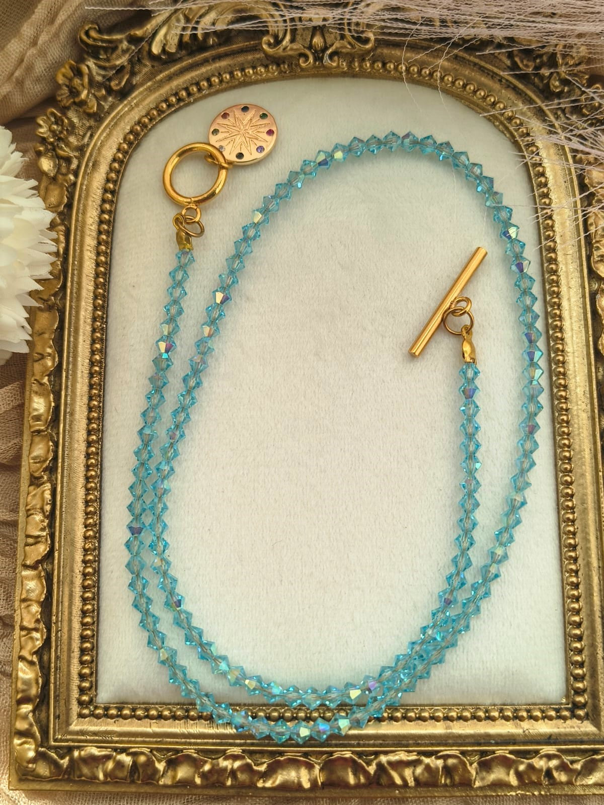 photo collier aigue marine fermoir T 45cm