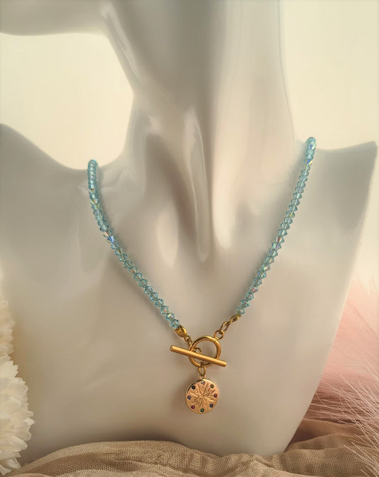 photo collier aigue marine fermoir T 45cm