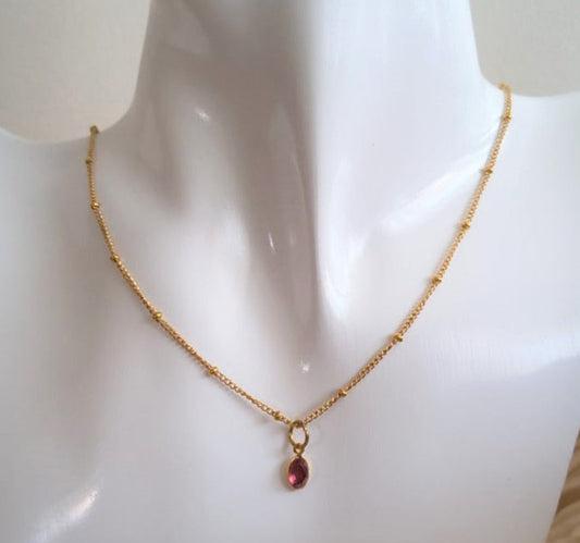 Collier grenat rhodolite chaîne dorée – bijou fait main en France