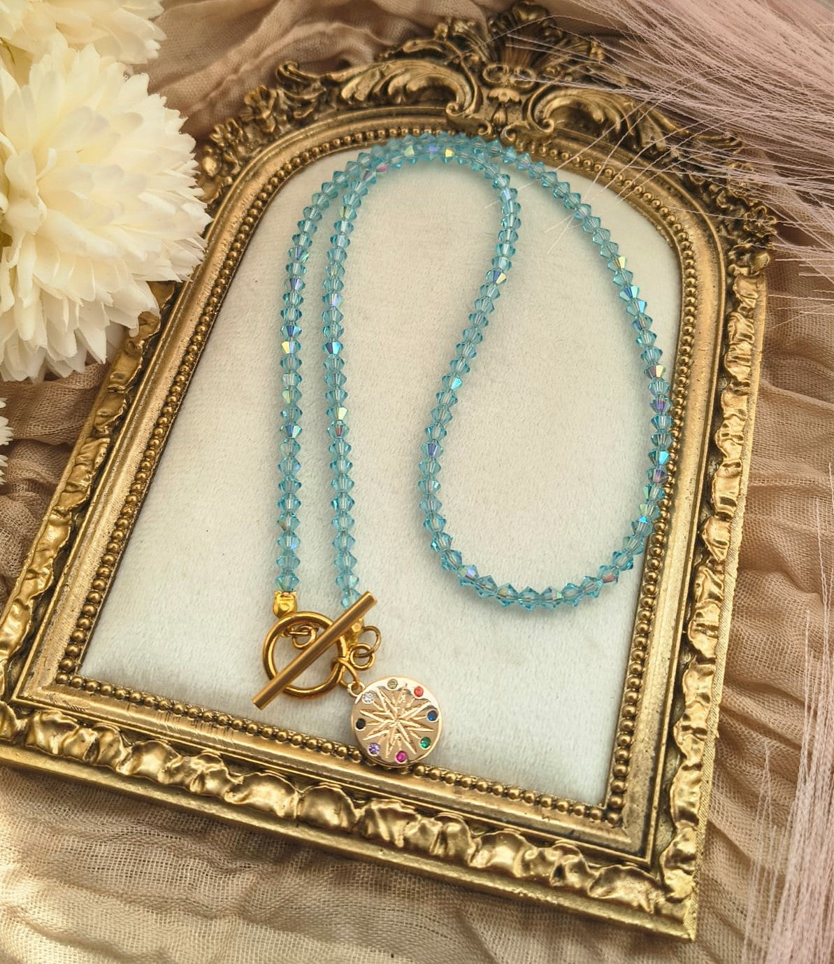 photo collier aigue marine fermoir T 45cm