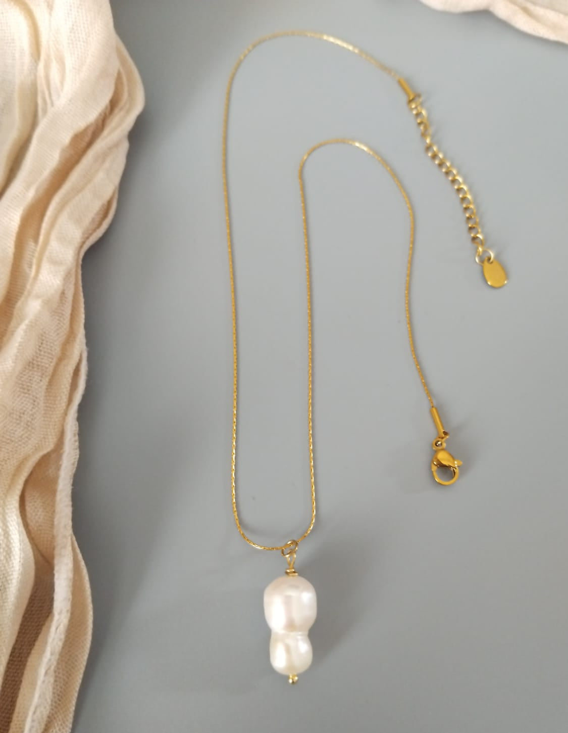 photo collier en acier inoxydable torsadé pendentif perle de culture 