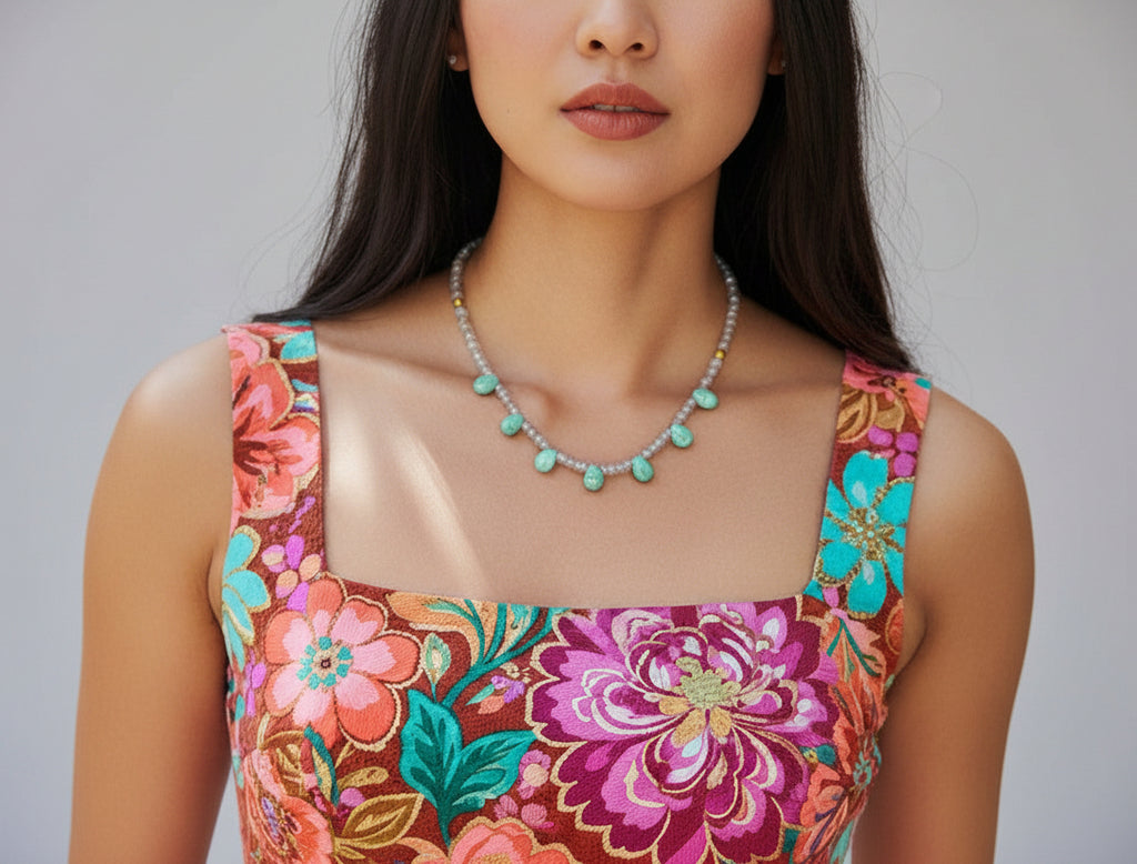 Collier Éléor en labradorite et amazonite – protection et sérénité - Vatou Soa