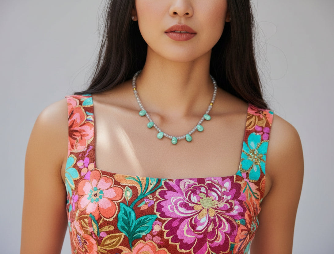 Collier Éléor en labradorite et amazonite – protection et sérénité - Vatou Soa