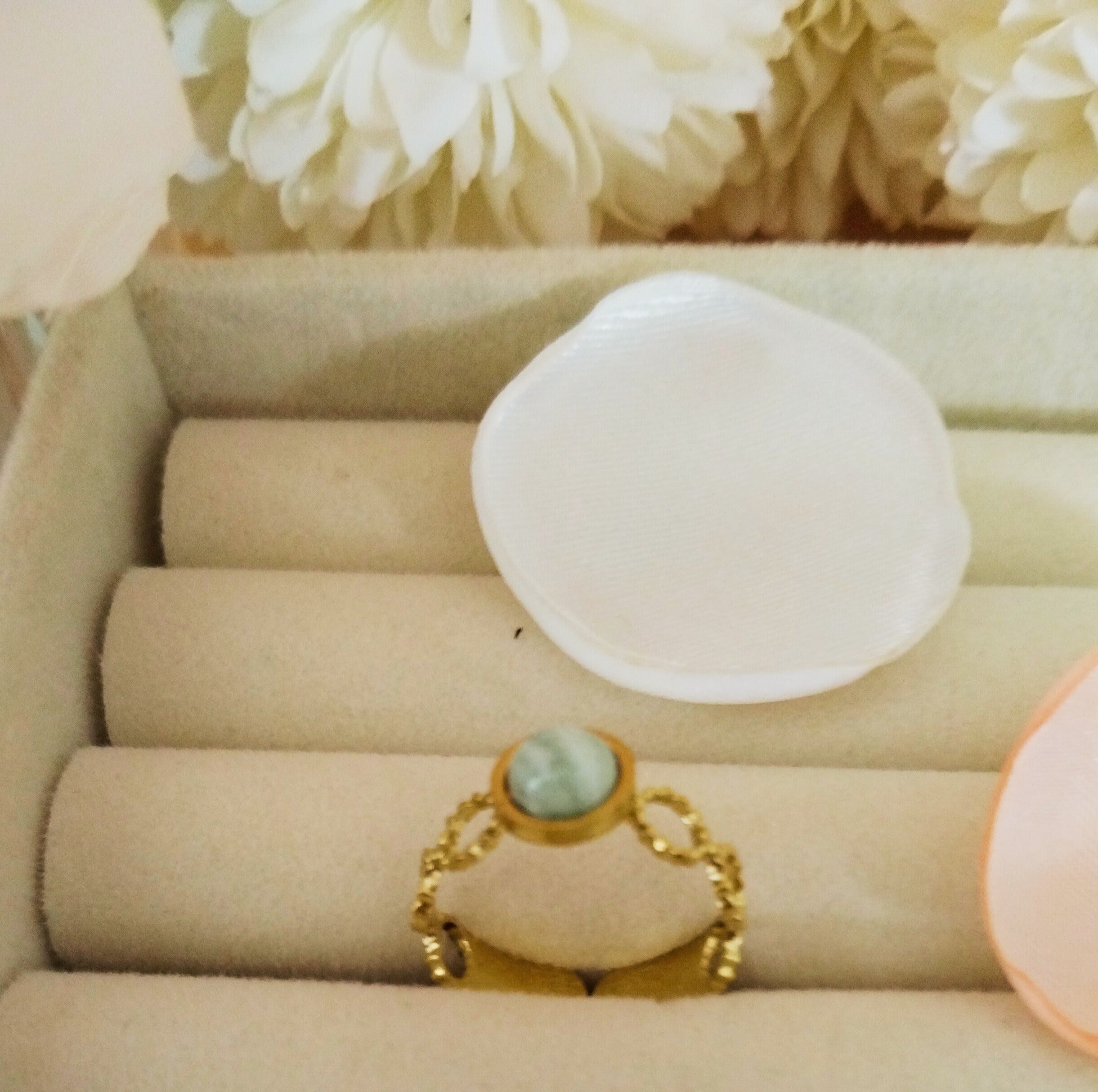 Bague ajustable agate rayée verte “Clara” – Harmonie intérieure - Vatou Soa