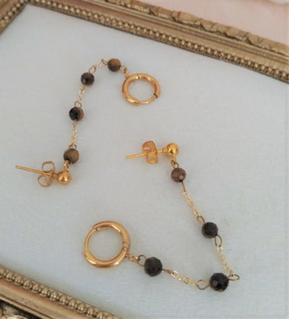 Sillage – Boucle asymétrique œil de tigre dorée fait main
