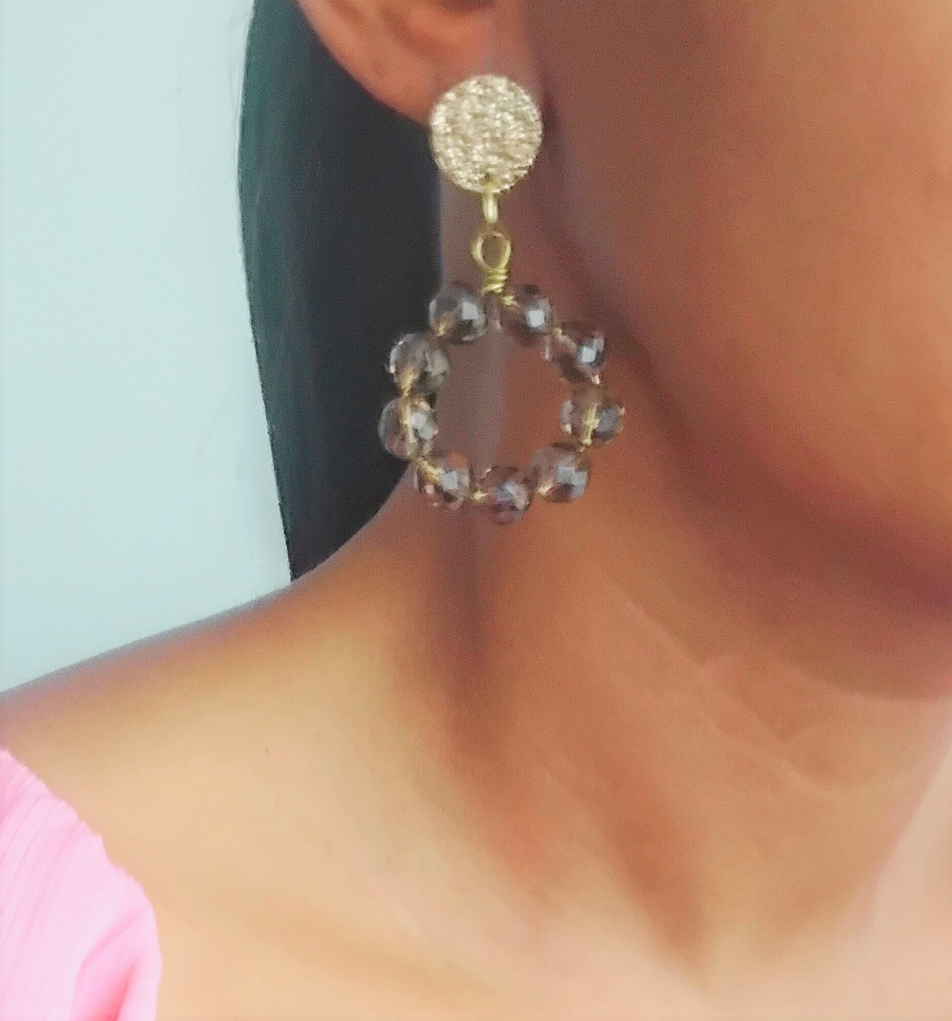 Boucles "Miahy" quartz fumé – Éclat discret & protection énergétique - Vatou Soa