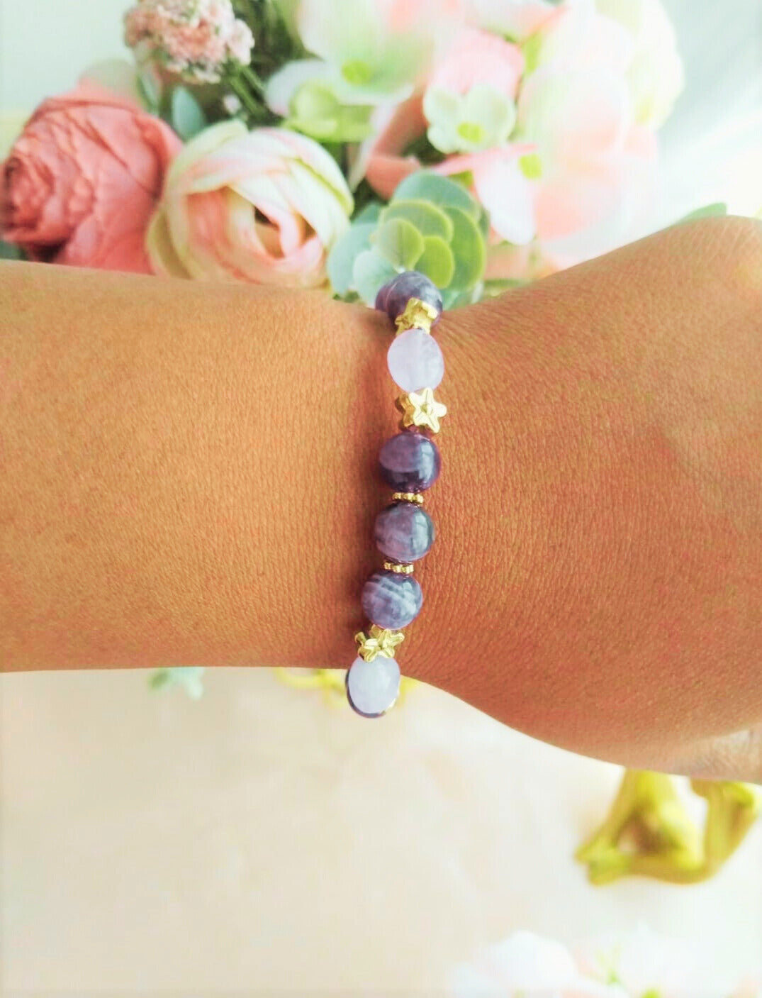 Bracelet améthyste rubanée – Sérénité & intuition | Violaé - Vatou Soa