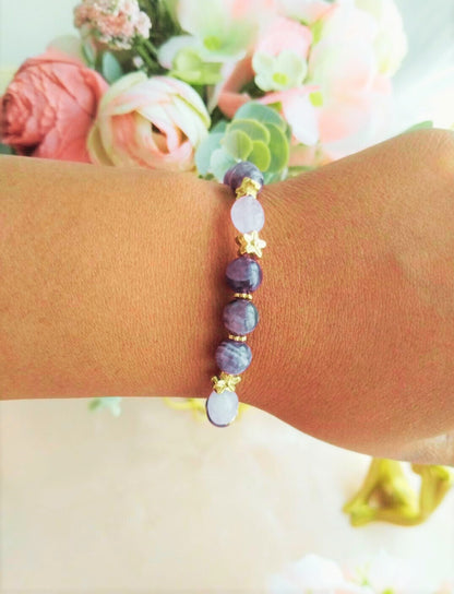 Bracelet améthyste rubanée – Sérénité & intuition | Violaé - Vatou Soa