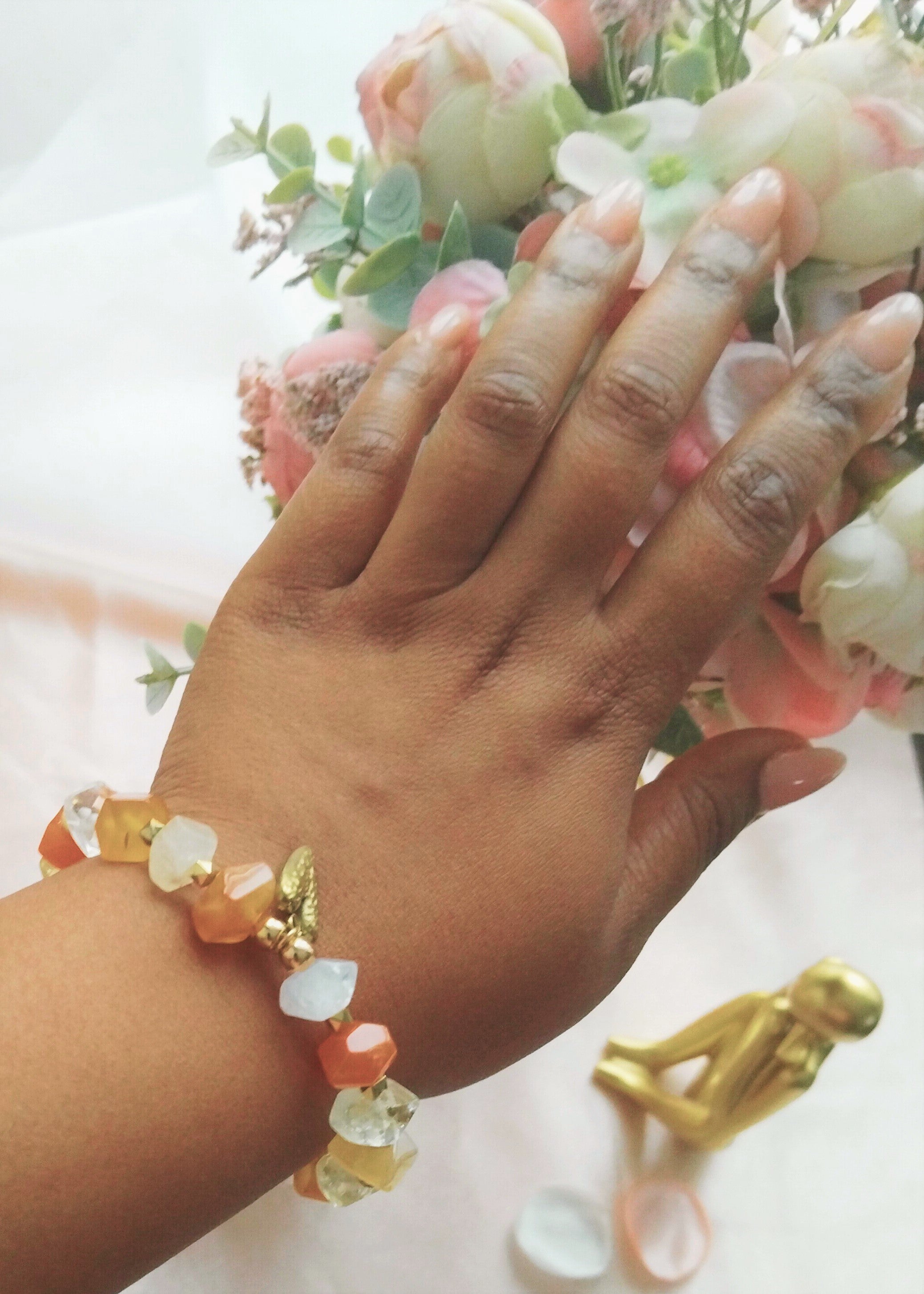 bracelet cornaline et citrine biseauté