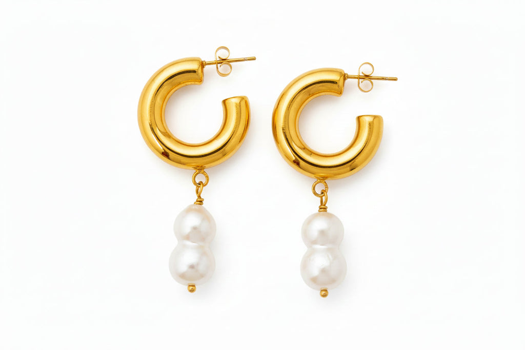Boucles Perléa – Perles de culture et créoles dorées | Bijou femme fait main élégant - Vatou Soa