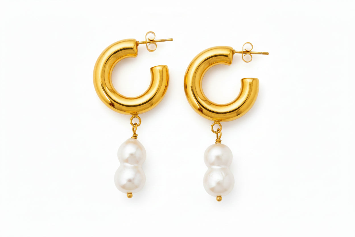Boucles Perléa – Perles de culture et créoles dorées | Bijou femme fait main élégant - Vatou Soa